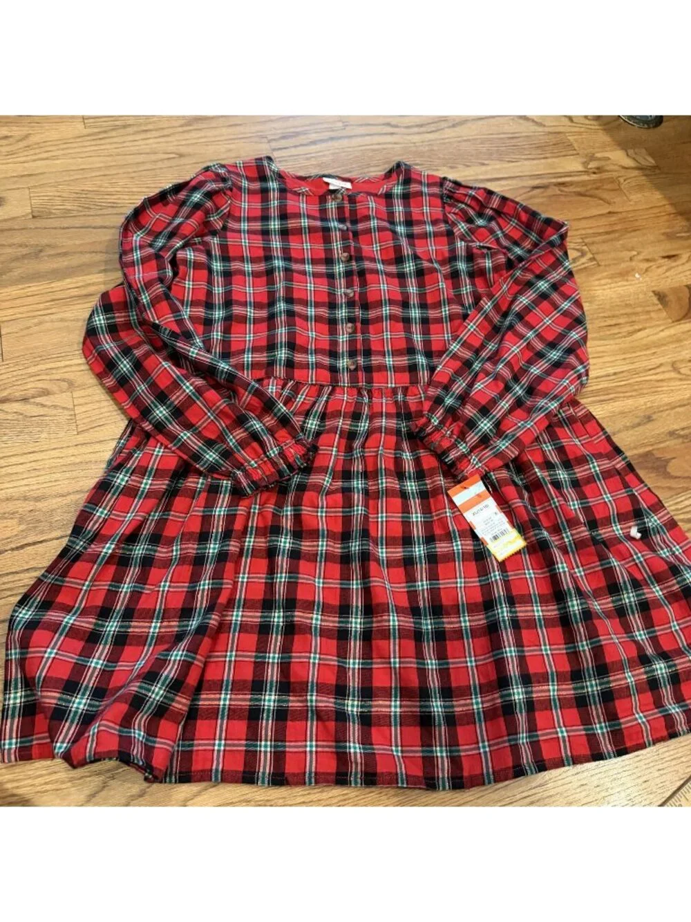 Cat & Jack Girls Red Plaid Christmas Dress XL 14/16 New